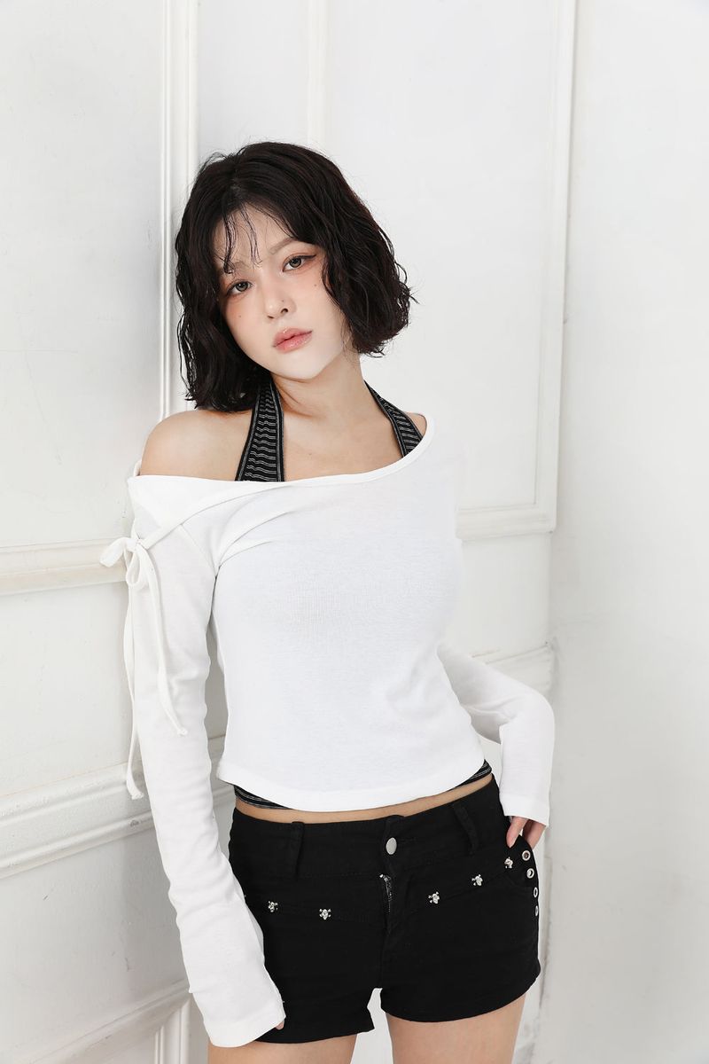 Stripe Haulter Neck Sleeveless