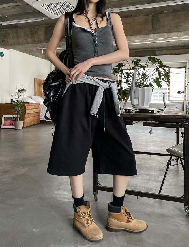 Yojeu Button Ribbed Layer Sleeveless