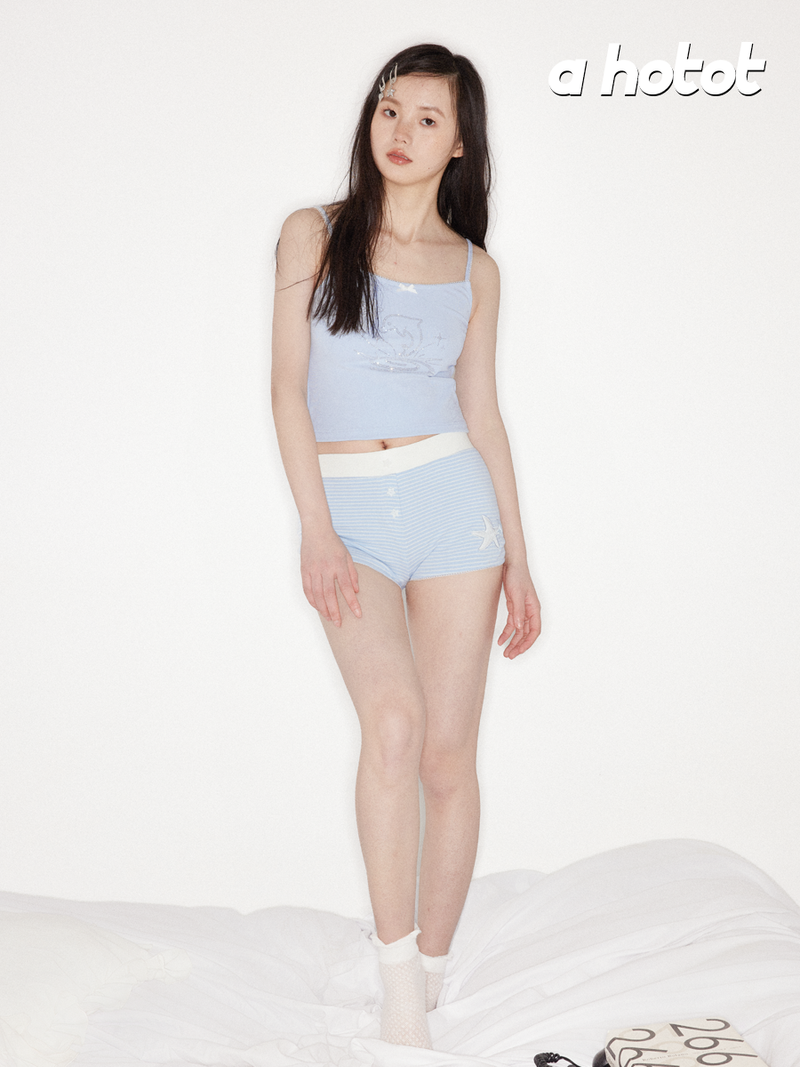 “dolphin whirlpool”rhinestone camisole