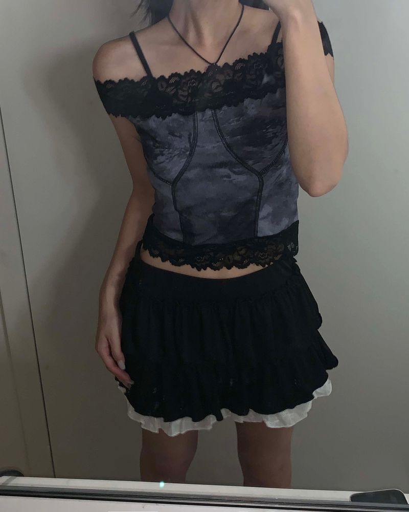 Lace layered cancan skirt