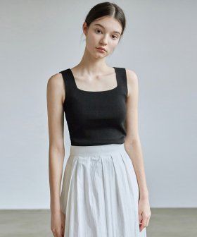 SQUARE NECK KNIT SLEEVELESS_IVORY