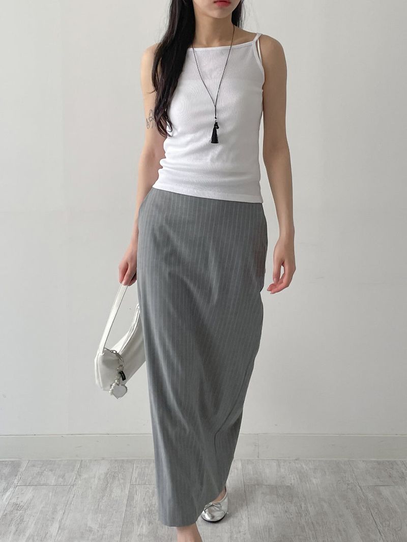 Tencel See-through Frill Sleeveless Blouse
