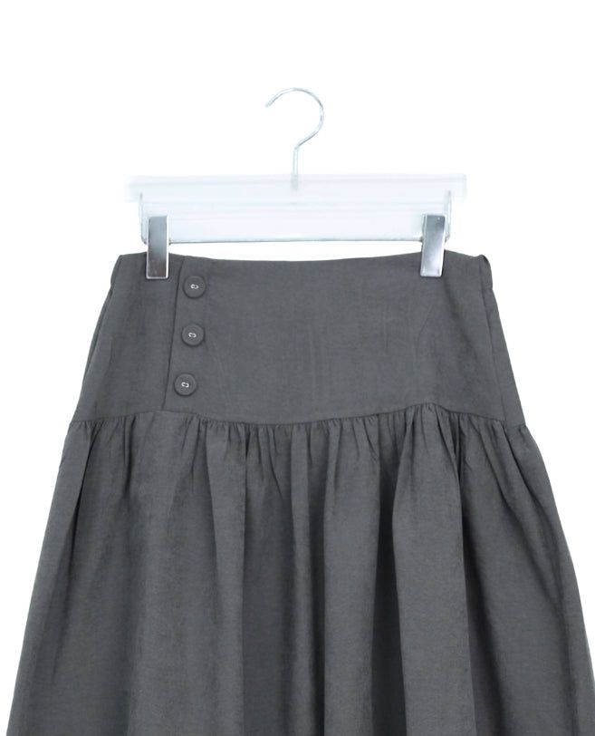 Lucier Button Pintuck Flare Midi Skirt