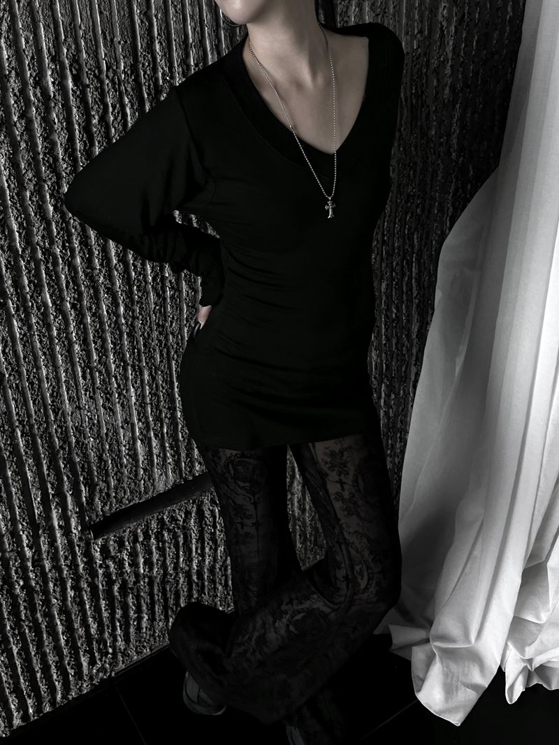 glam slim V-neck warmer T (3color)