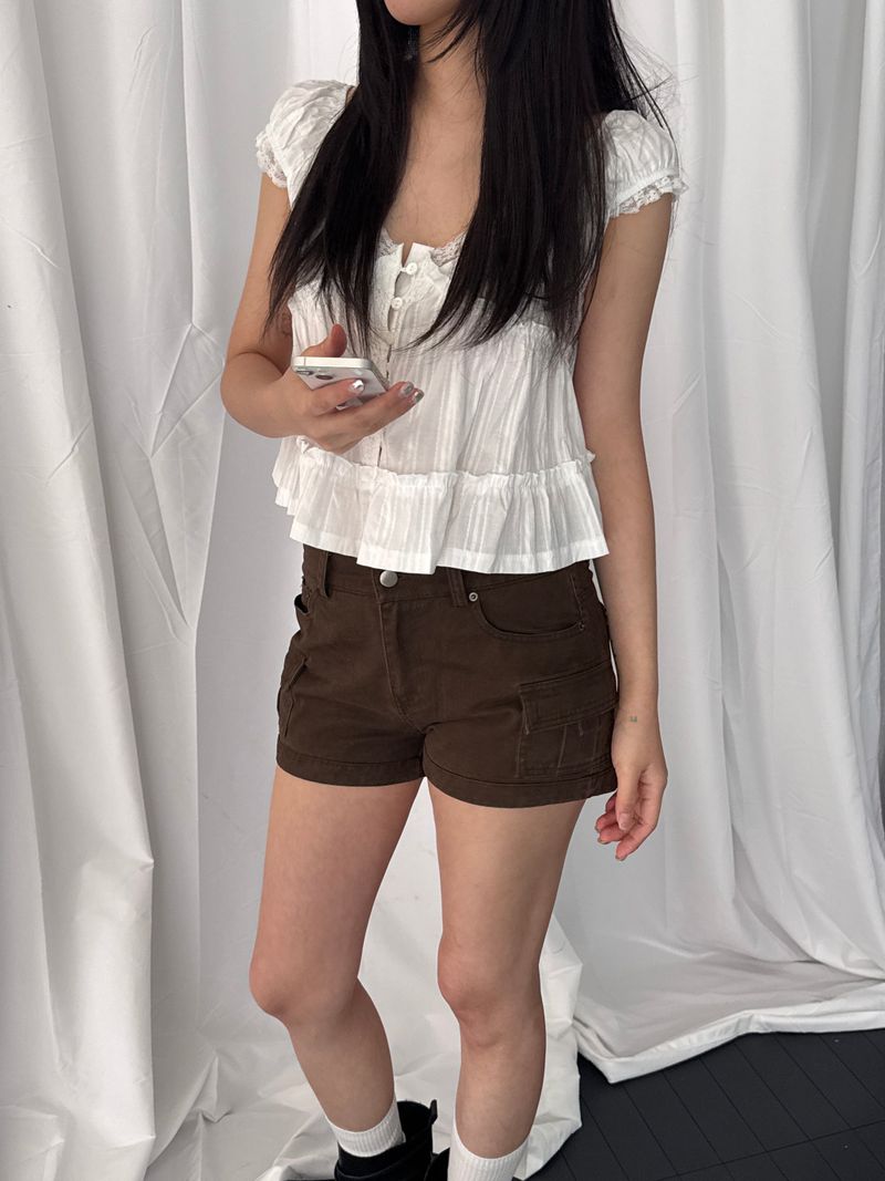Stephen Lace-Ruffle Blouse