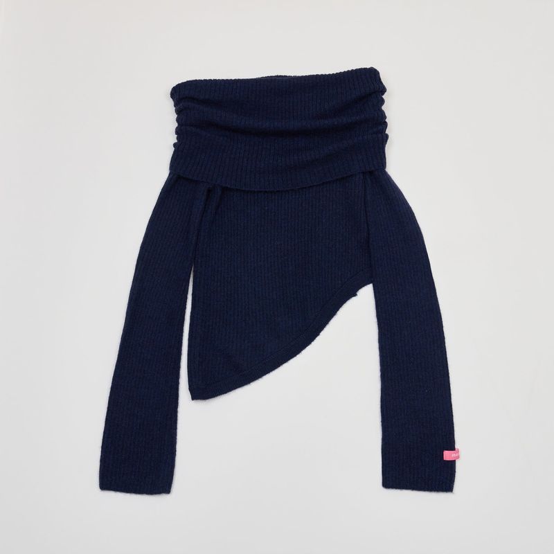 CUT-OUT OFF SHOULDER KNIT NAVY