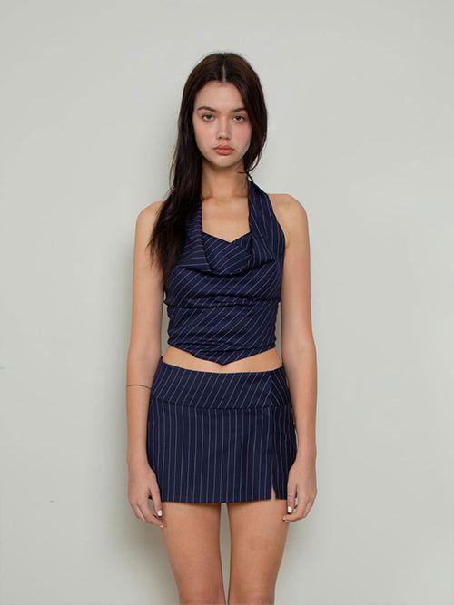 Not your rose(ノットユアローズ)の「Draping Halter Top (navy)(Tops)」