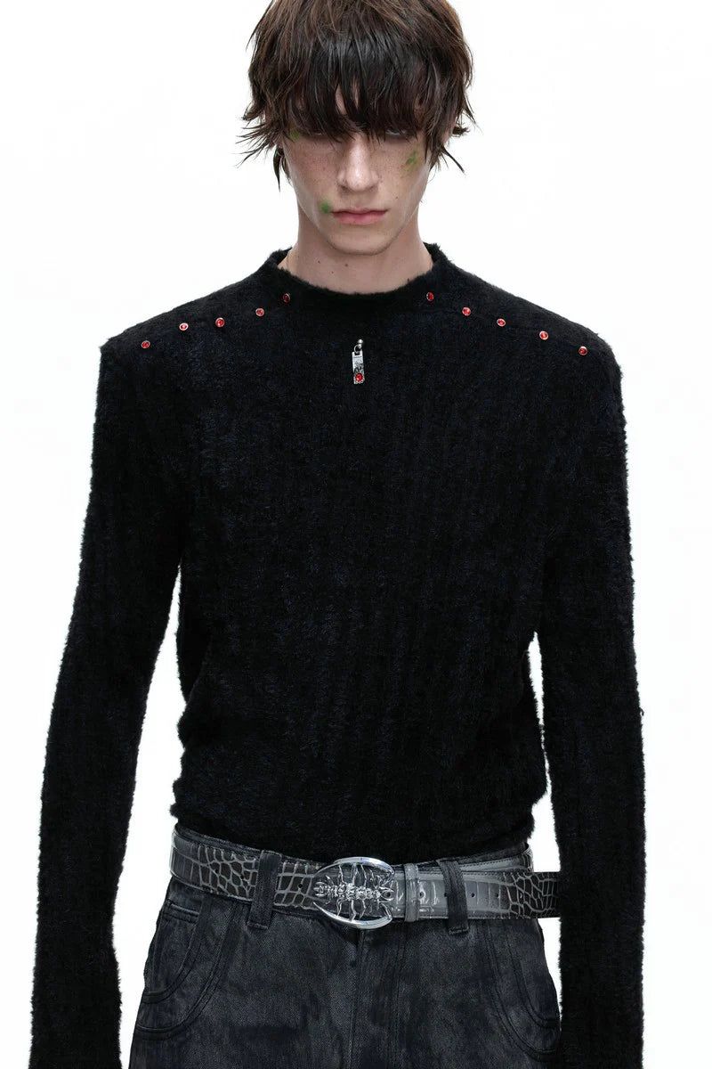 Embellished Padded Shoulder Long Sleeve