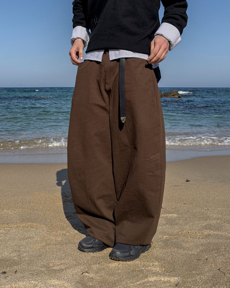 Bino Curved Wide Cotton Pants