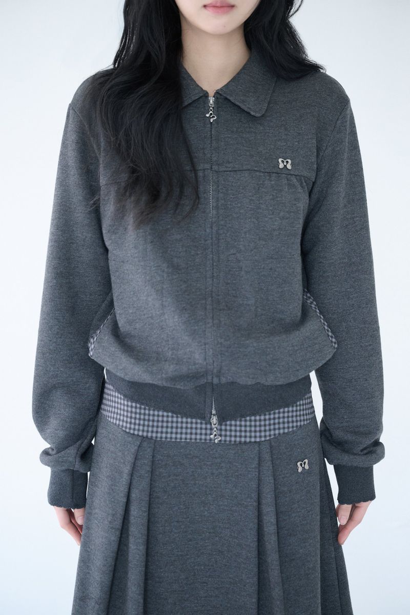 mireco（ミレコ）の「MINI CHECK SWEAT JK CHARCOAL（Jackets/Outerwear）」