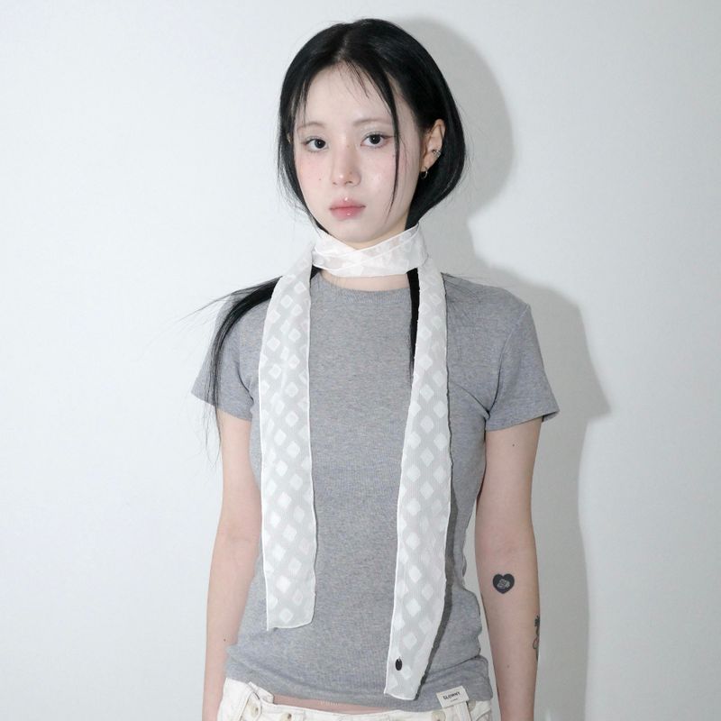 ROSSMOOR（ロスムーア）の「ダイヤモンドシアーレーススカーフ_ white（ファッション小物）」