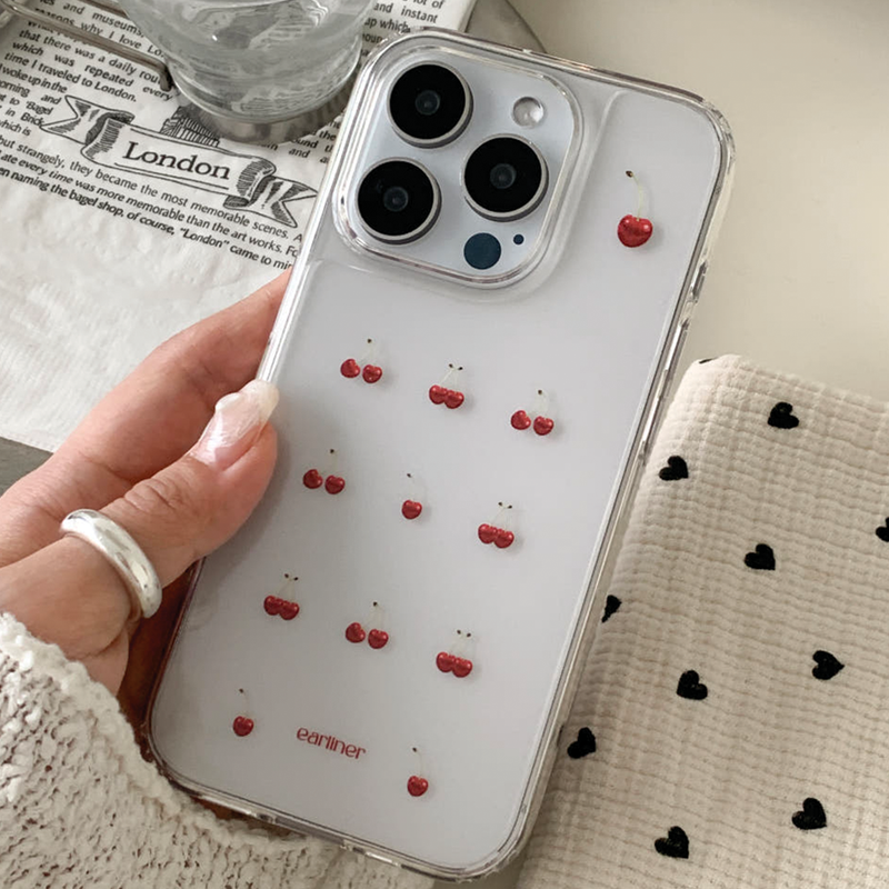 [made] cherry pattern jelly hard case