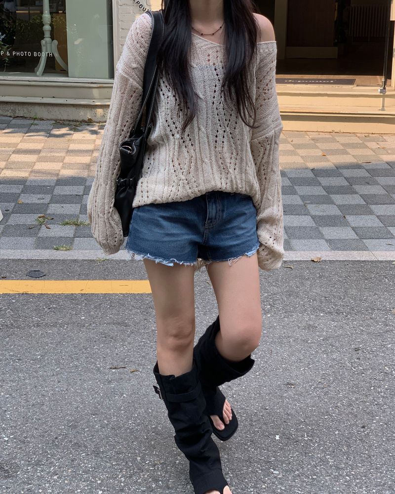 Sand denim shorts