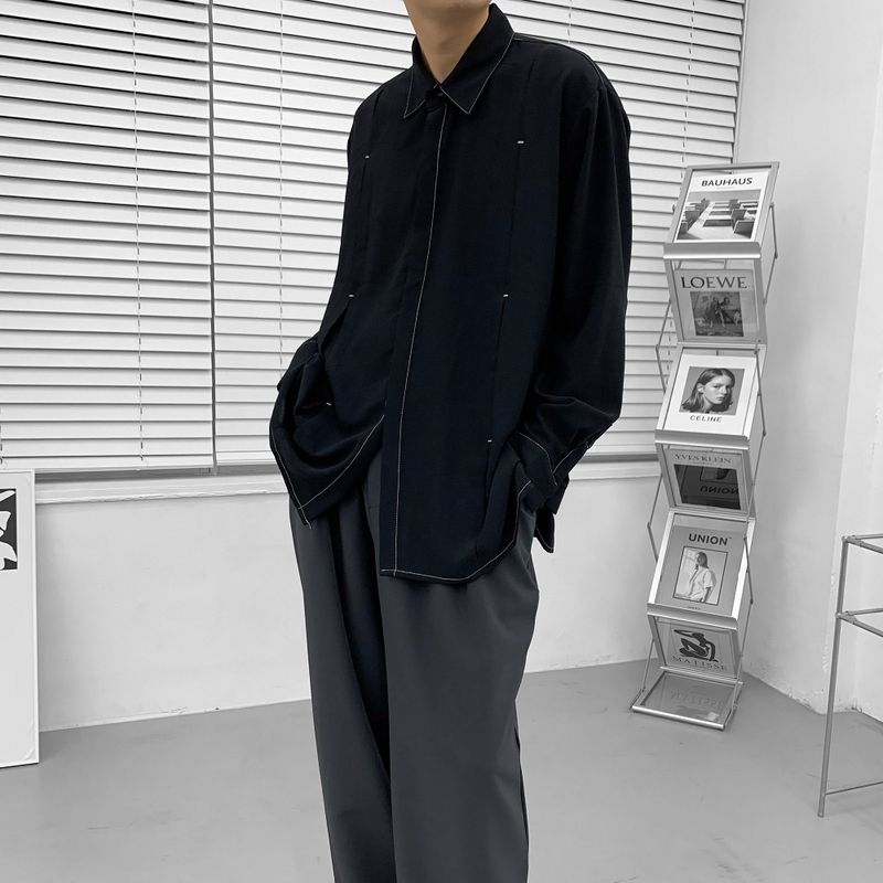 MN Stitch Pleated Shirt (2 colors)