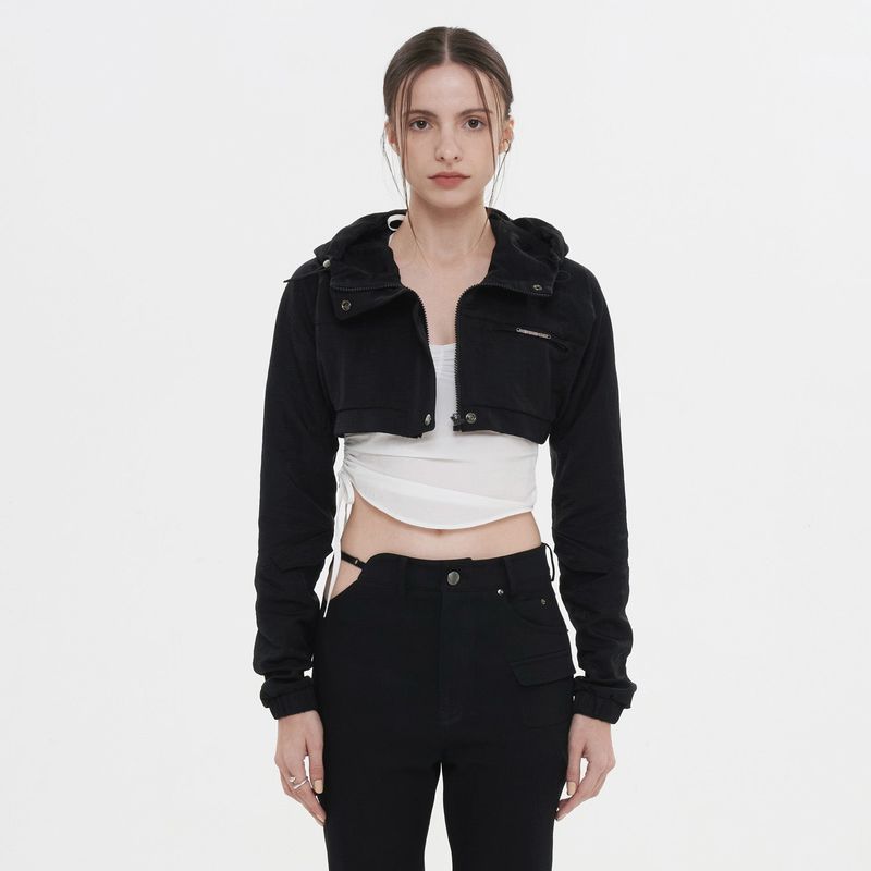 DETAIL HOODED BOLERO(BLACK)