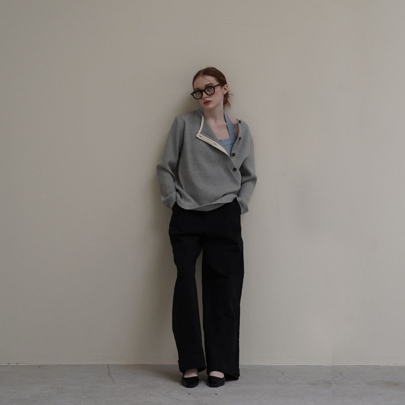 Gray Waffle Button Tee