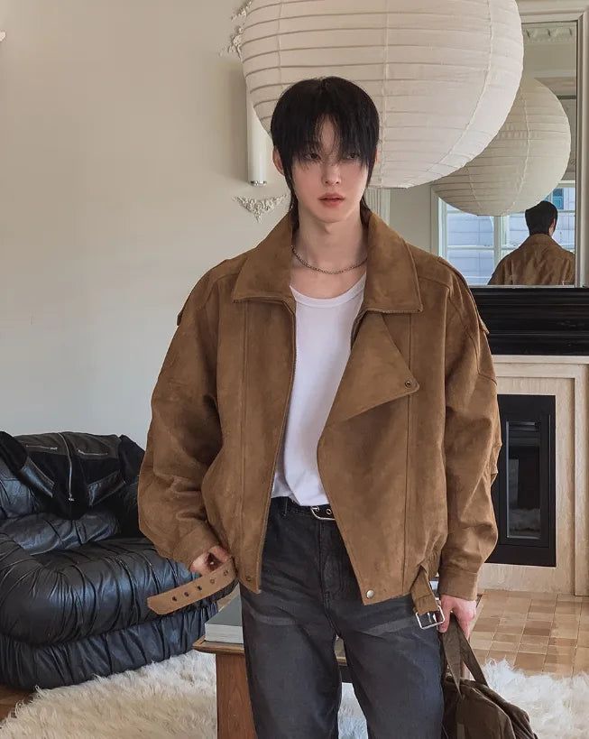 Seidon Suede High-Neck Rider Jacket