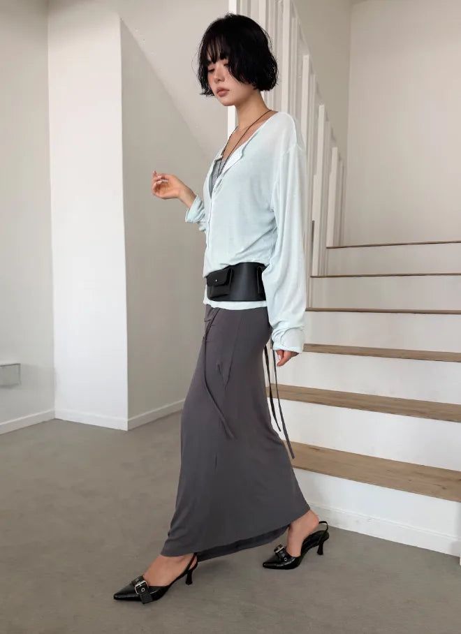 DRAPE STRAP MAXI SKIRT