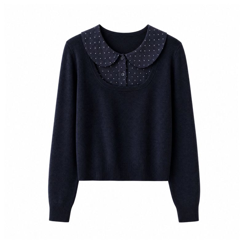 Clara Dot Collar Layered Knit Top