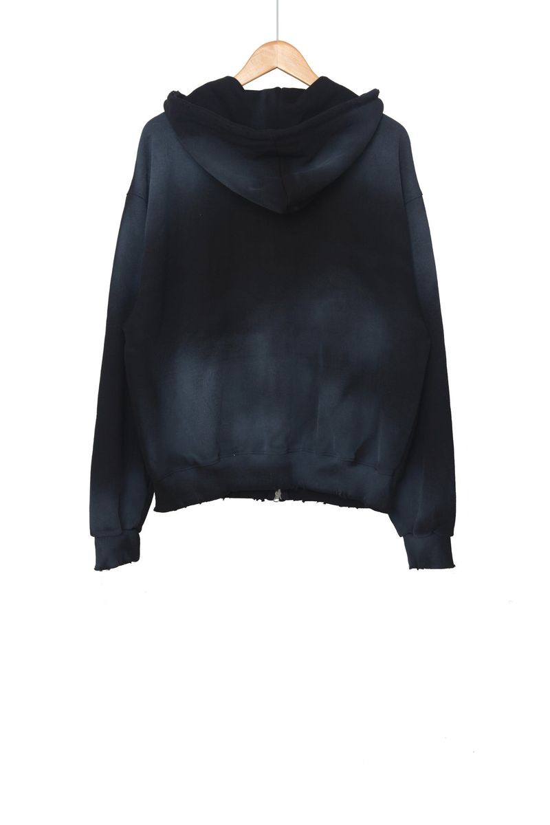 Spray washed hood zip-up