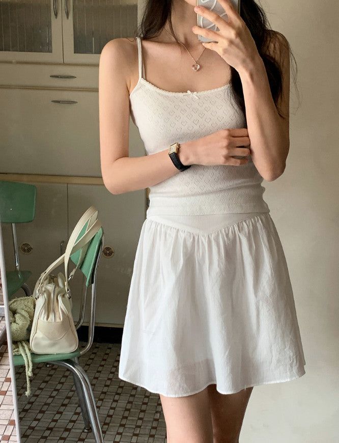 SHOPPERLAND(ショッパーランド)の「Lace Heart Punching Ribbon Sleeveless (2color)(Tops)」