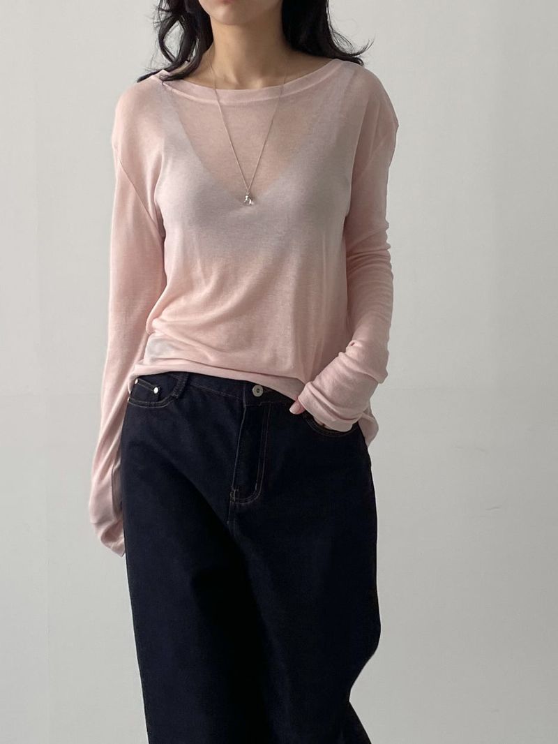 INCHANT ME(インチャントミー)の「Boatneck Tencel See-Through T-Shirt(Tops)」