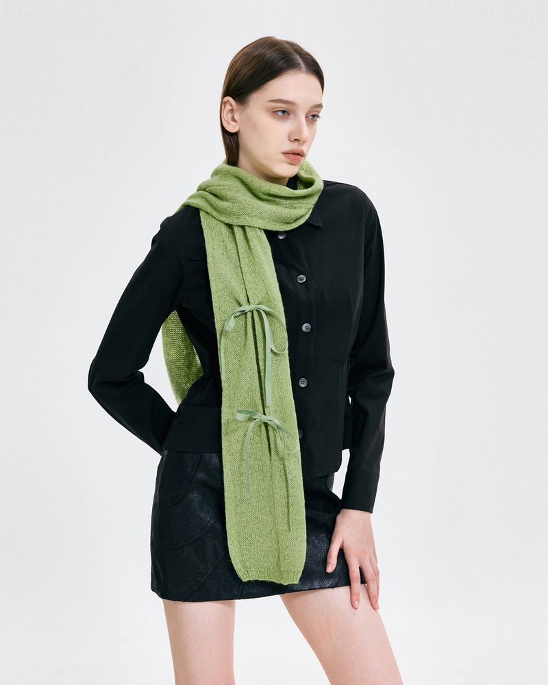 Ribbon Tied Muffler _ GREEN