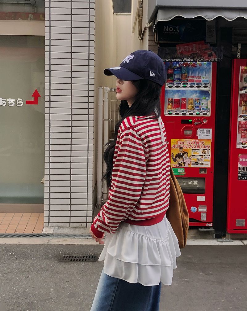 [BELLIDE MADE] Lucky, round stripe cardigan