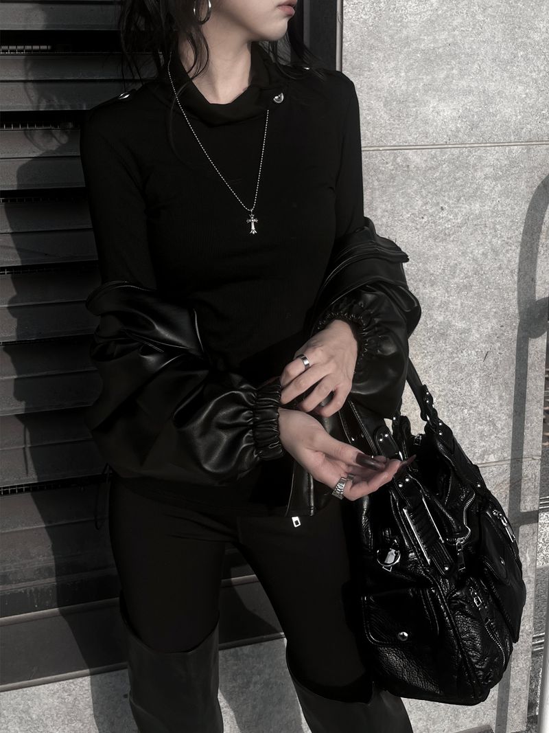signal high neck button T (2color)