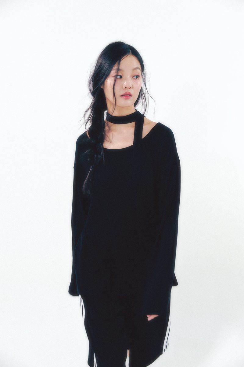 Knit Tie Long Sleeve Set Black