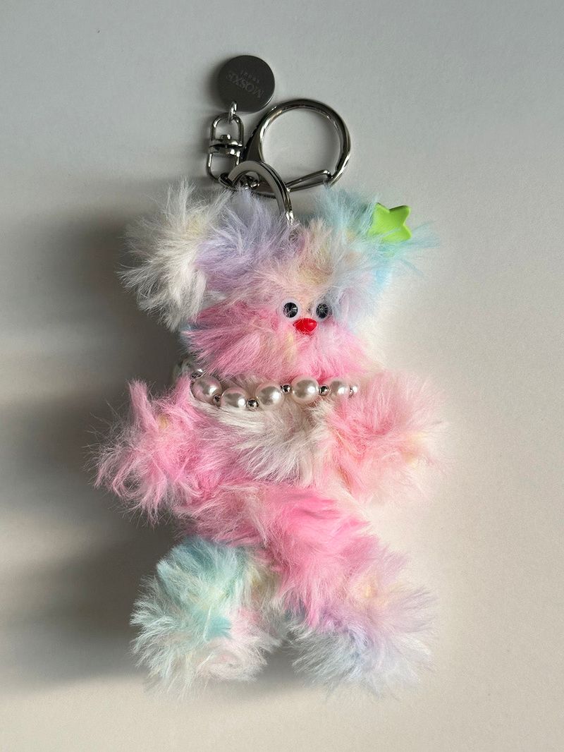 [Hand made] Fluffy bear key ring (5color)