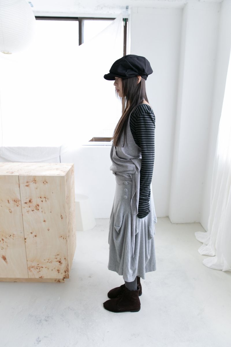 button curved flare midi skirt(3colors)