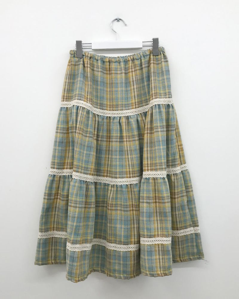 Eden check long skirt (2color)