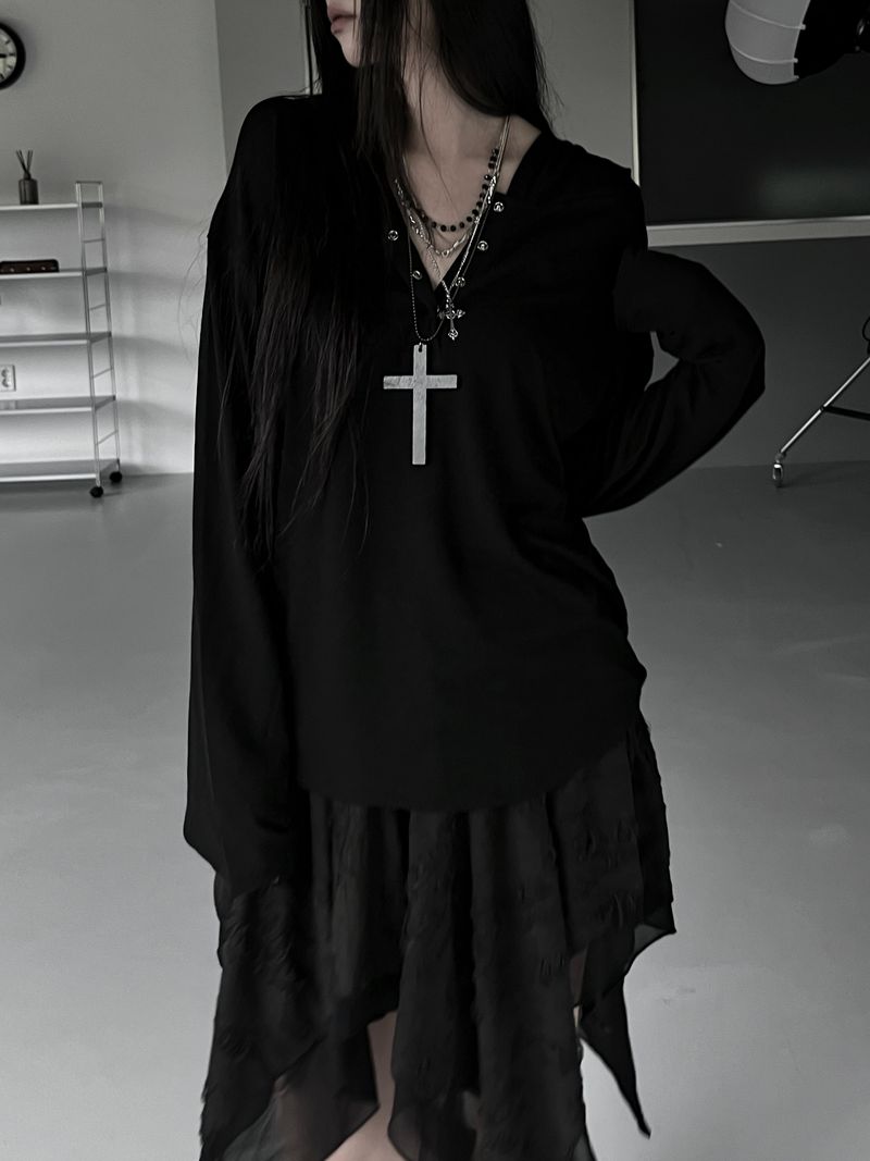 dotto loose-fit snap hoodie T (3color)