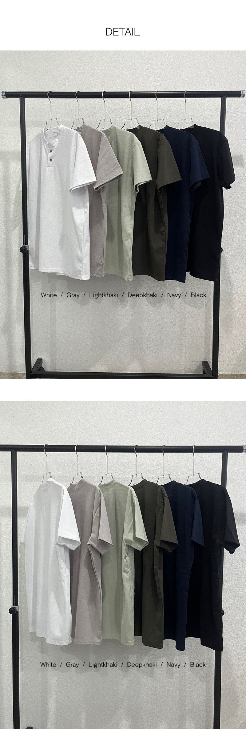 [MUSCLE FIT] Basic muscle henry neck half sleeves(6color)