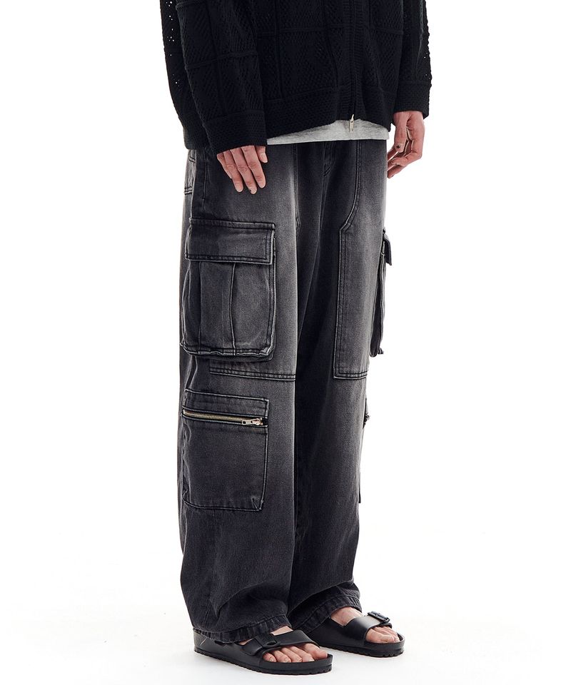MULTI POCKET DENIM PANTS (BLACK)