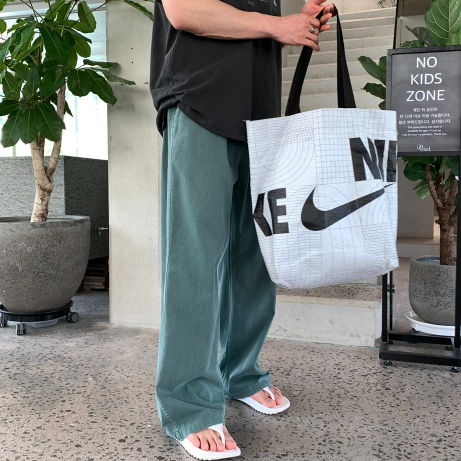 ワンダーラントピグメントウォッシュ加工カラーバンディングワイドパンツ