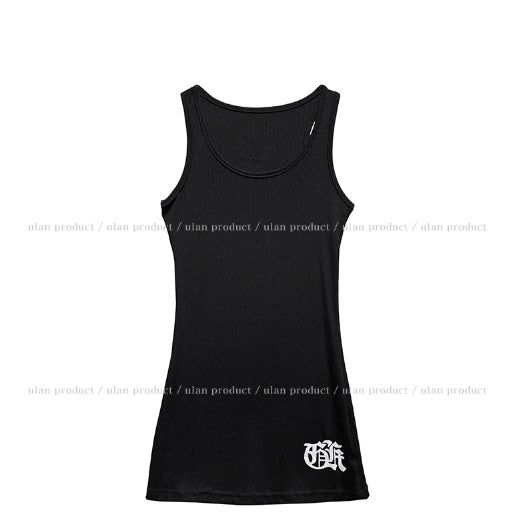 Sord lettering ribbed long sleeveless