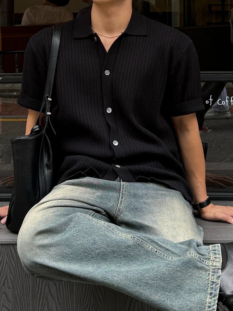 Cable scotch collar cardigan