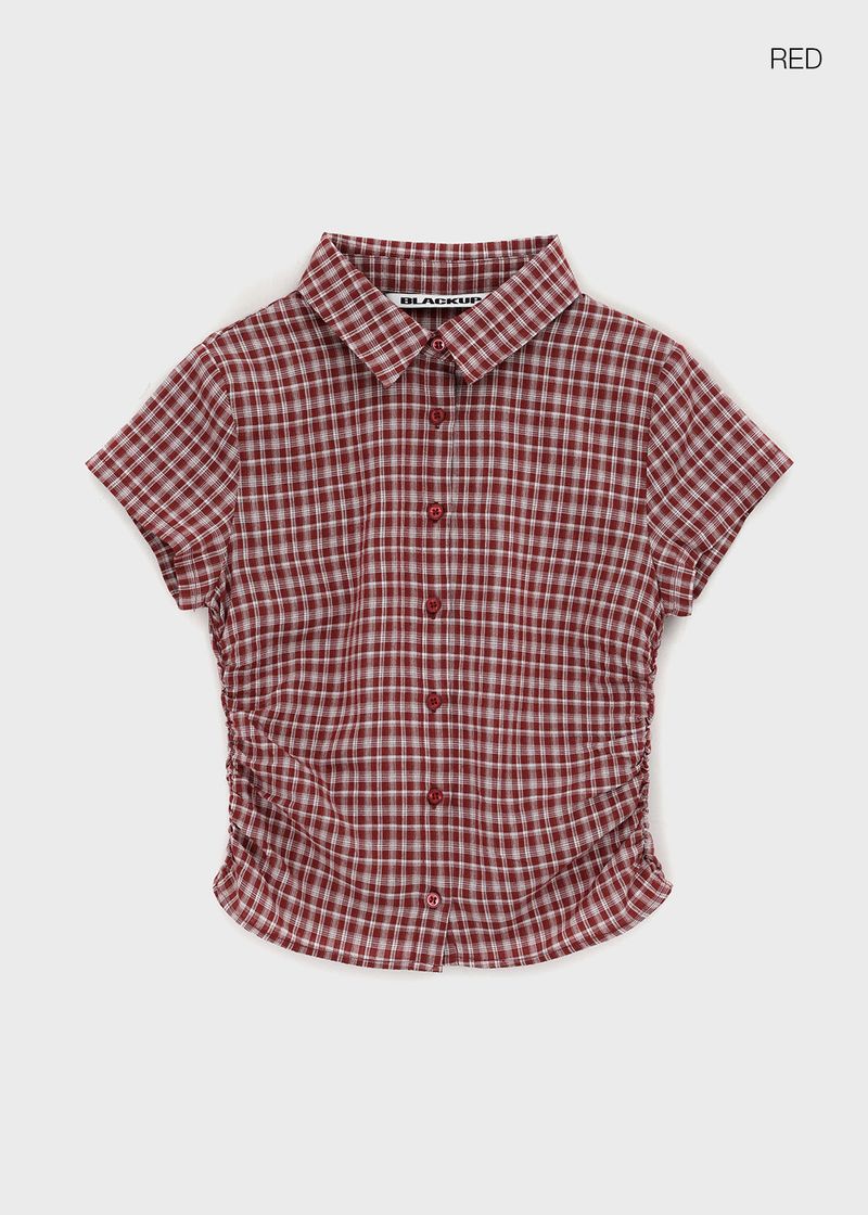 [MADE] Seriu Checked Shirring Short-Sleeve Shirt