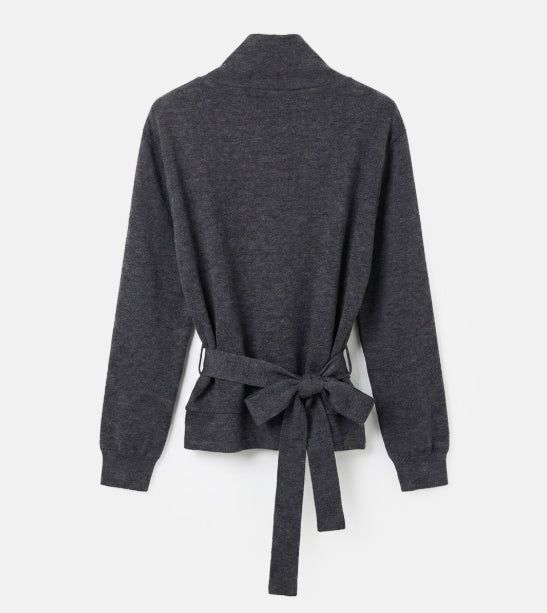 Buckle Strap High Neck Jersey Top