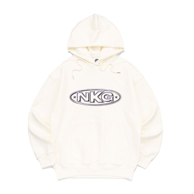 CHROME OVAL LOGO HOOD TEE-IVORY