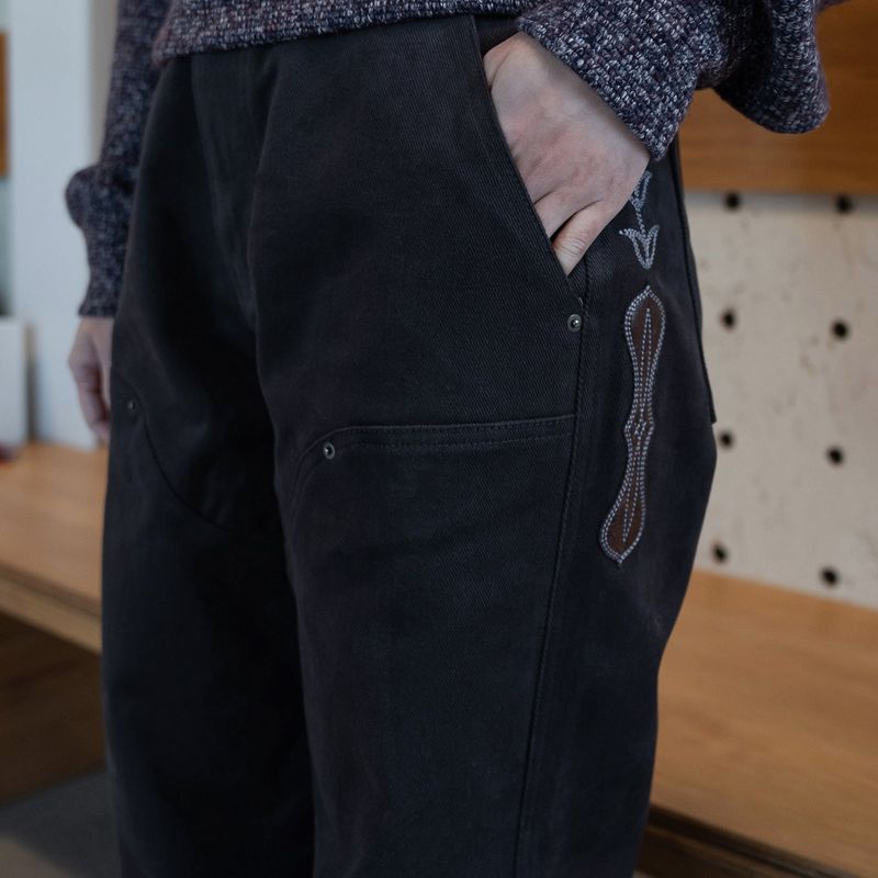 Western boots cut work pants / Charcoal