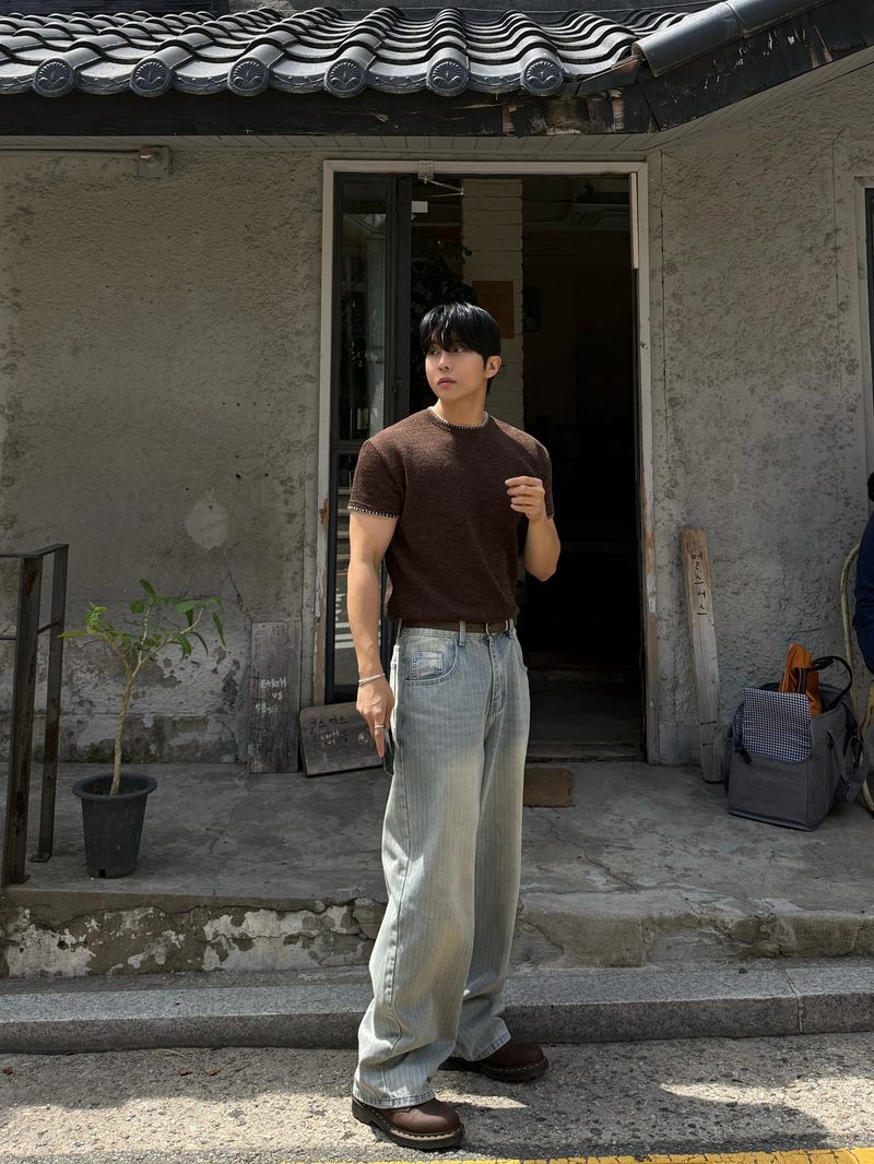 Fitz stripe denim pants
