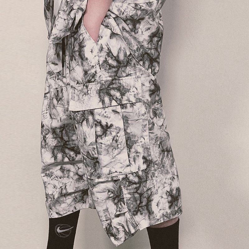 tiedye capri cargo shorts_white
