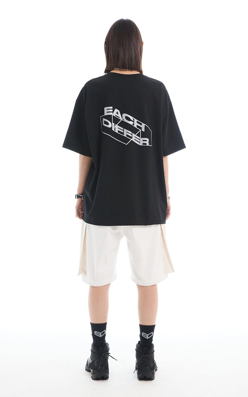 REFLECTIVE OVER SIZE T-SHIRT_BLACK