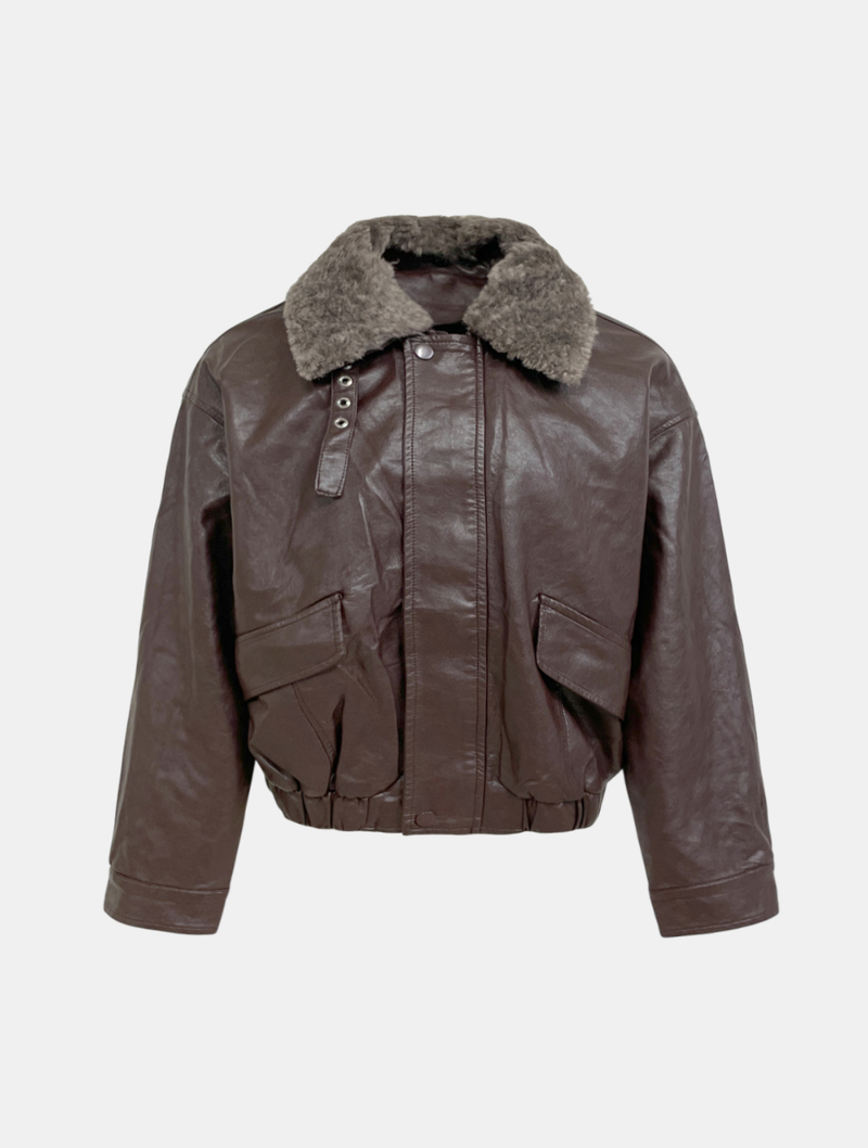 Chic Duffle Faux Leather Jumper