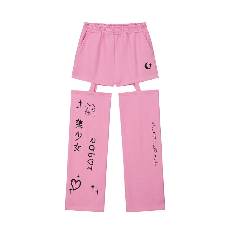 0 7 cut out emoji pants - PINK