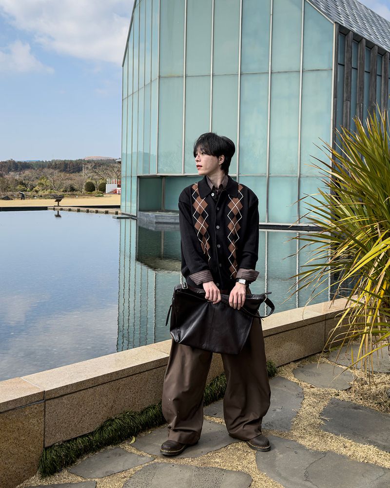 Thebel Argyle Knit Cardigan