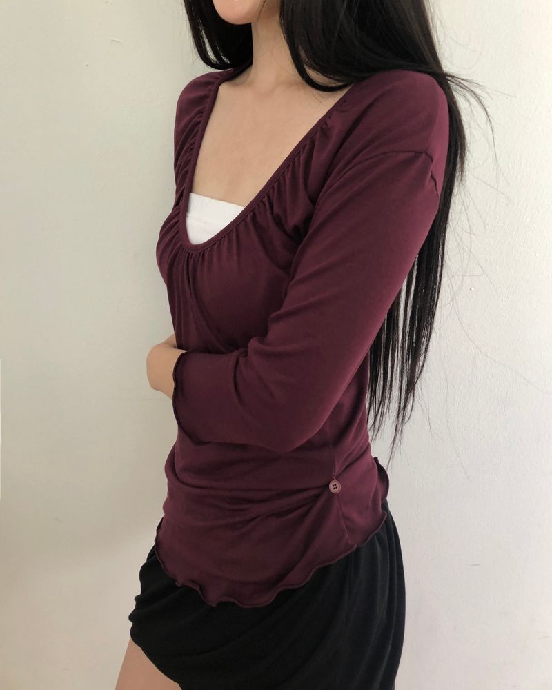 WONDER WONDER(ワンダーワンダー)の「Higeul Shirred 7-Sleeve T-Shirt(Tops)」
